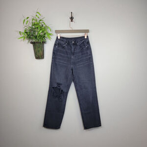 American Eagle 90s Boyfriend Highest Rise Jeans Distressed Black Straight AE 6